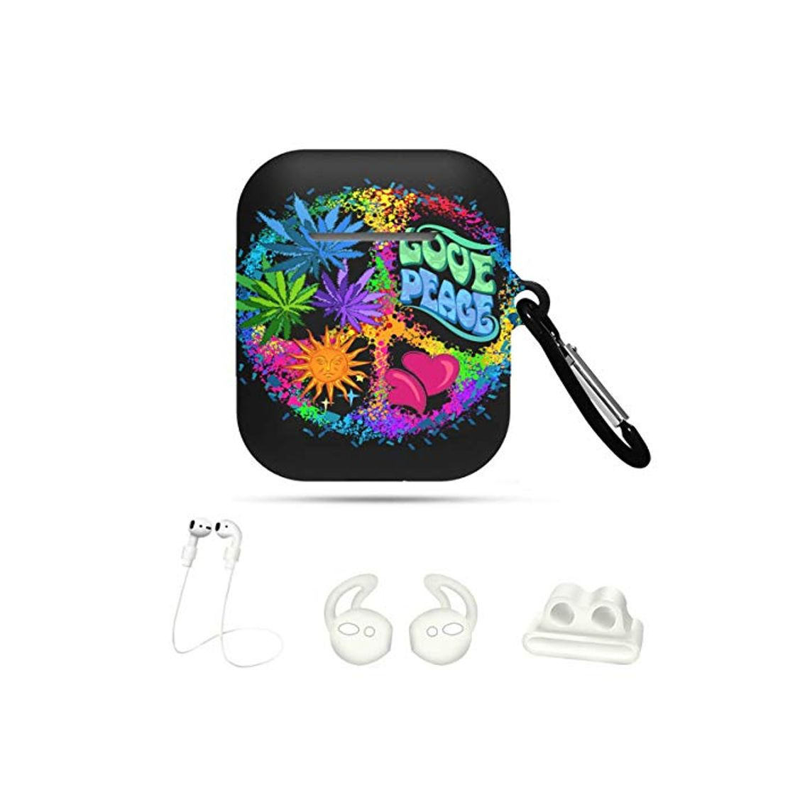 Productos Boy Airpod Cases Pacific Symbol Hippie Leaves Cannabis Heart 5 In 1 Airpods Case Cover Airpods