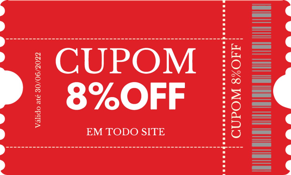 Moda Cupom de 8% OFF em Todo Site