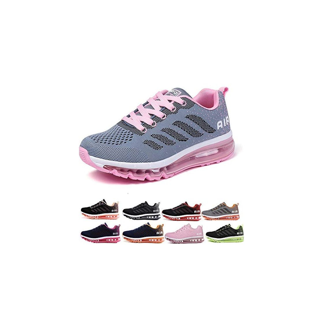 Producto Air Zapatillas de Running para Hombre Mujer Zapatos para Correr y Asfalto Aire Libre y Deportes Calzado Unisexo Gray Pink 38