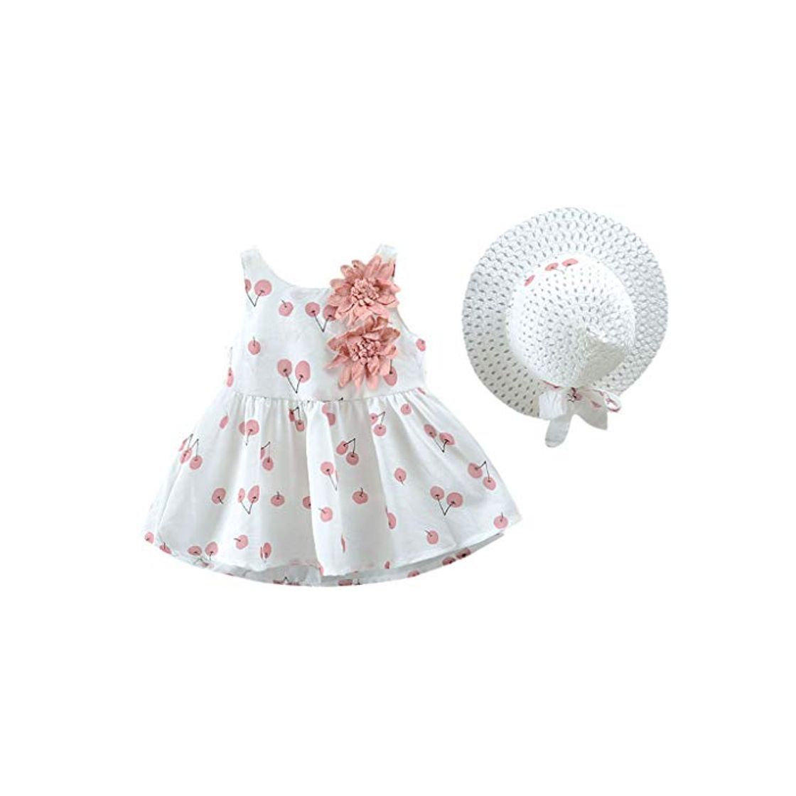 Social YGbuy Estampado de Cereza Ropa Bebe Niña,Casual Lindo Vestido de Niña Imprimiendo