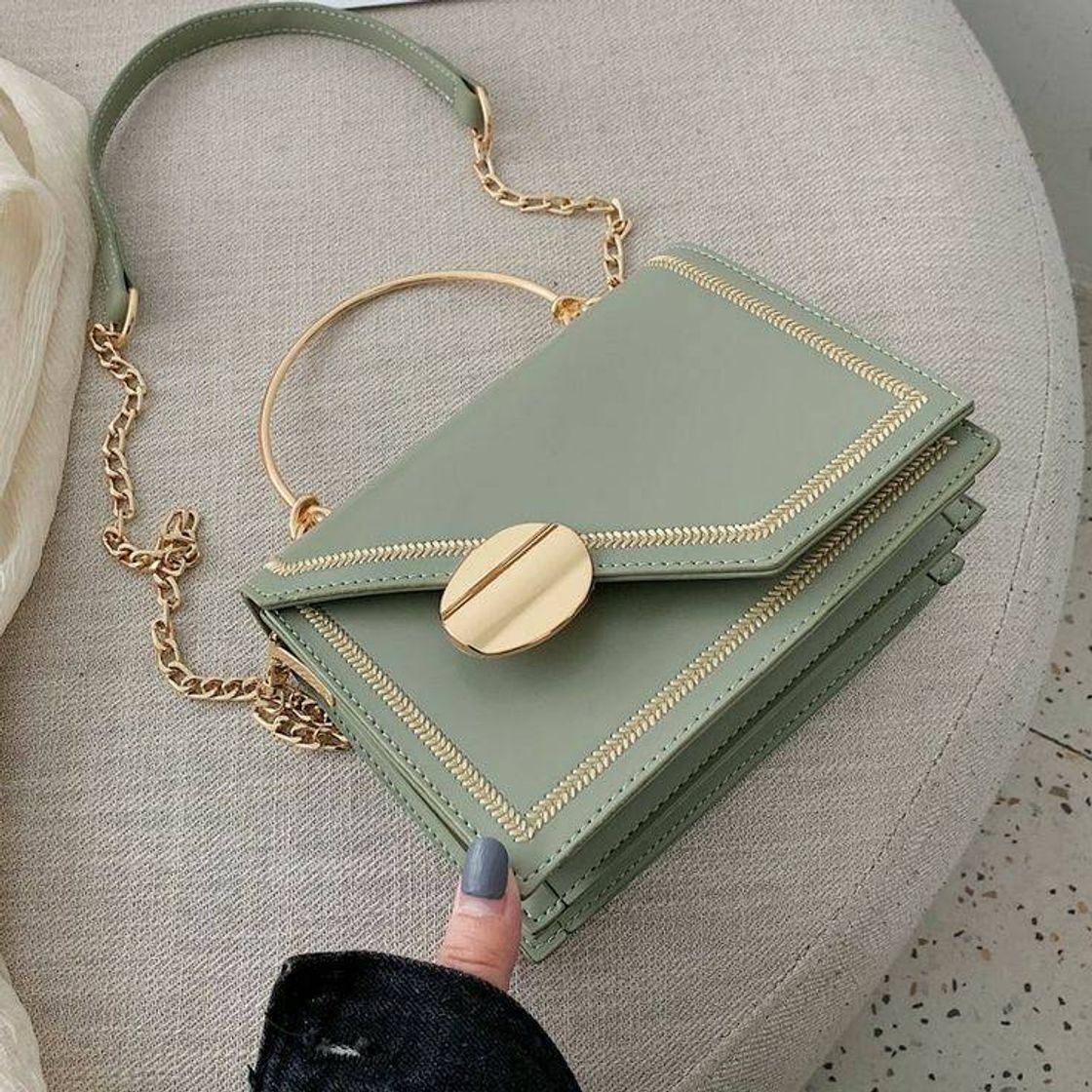 Fashion Matcha verde couro do plutônio design de corrente crossbody