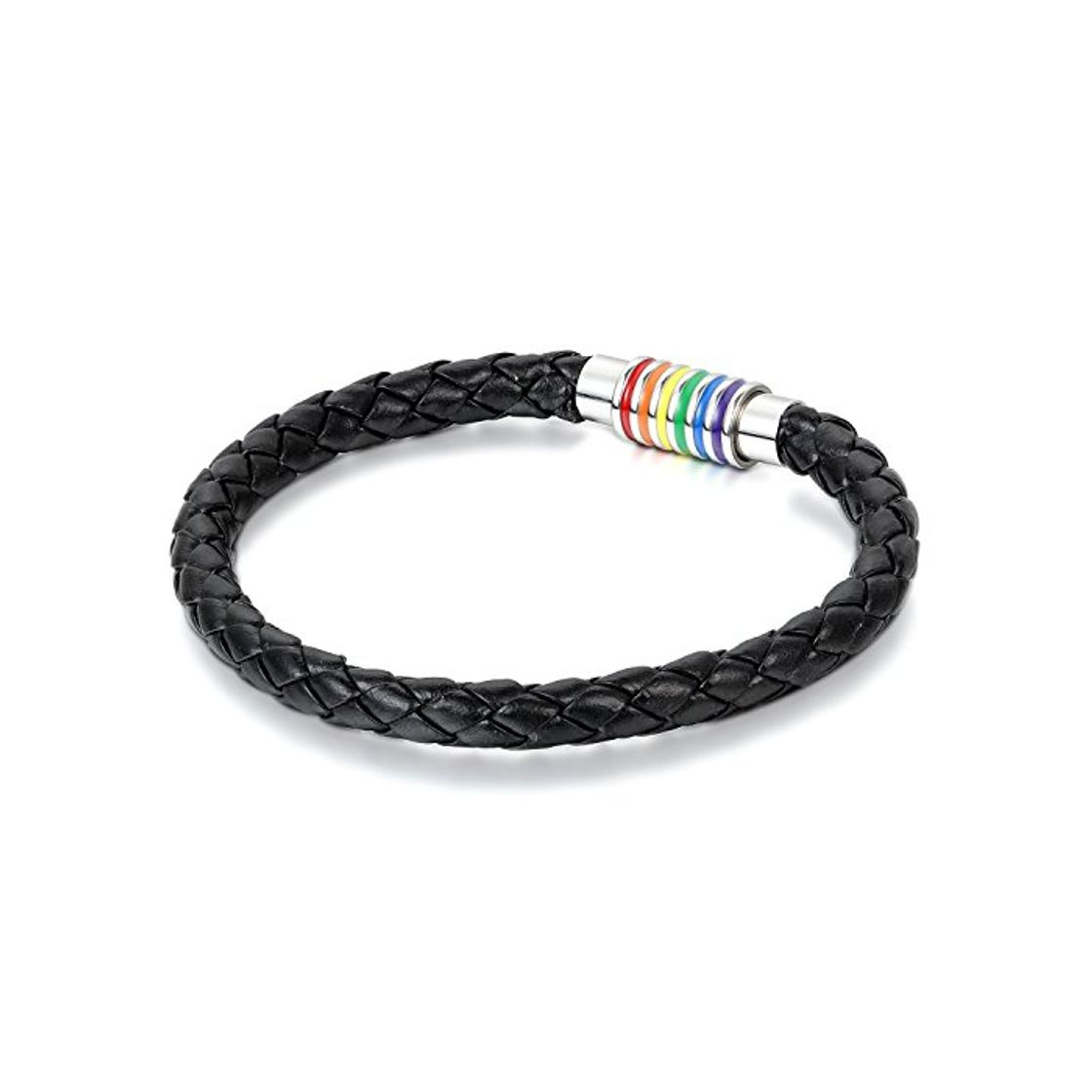 Producto JewelryWe Pulsera de Cuero Tejido Brazalete Negro