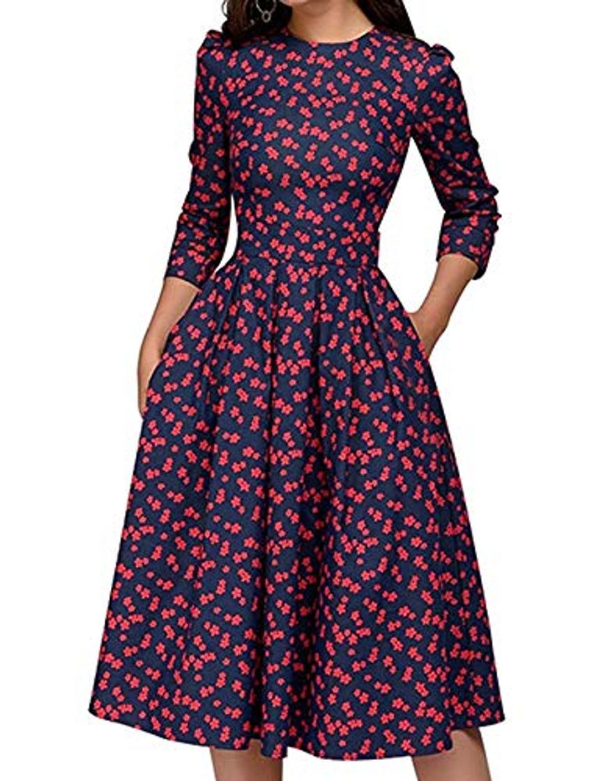 Social Cóctel Floral para Mujer de los años 50 Vestidos Retro Vintage Vestido