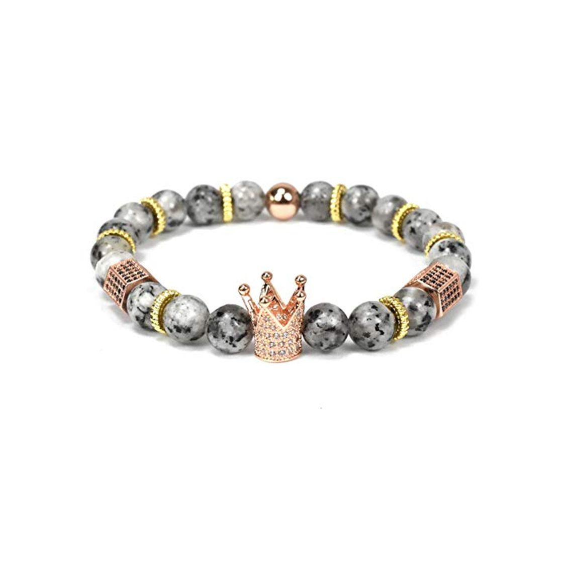 Producto YCWDCS Pulsera Granos de Piedra Natural Pulsera Hombres joyería Rey Corona Pulseras del Encanto para Las Mujeres pulseira Masculina bileklik