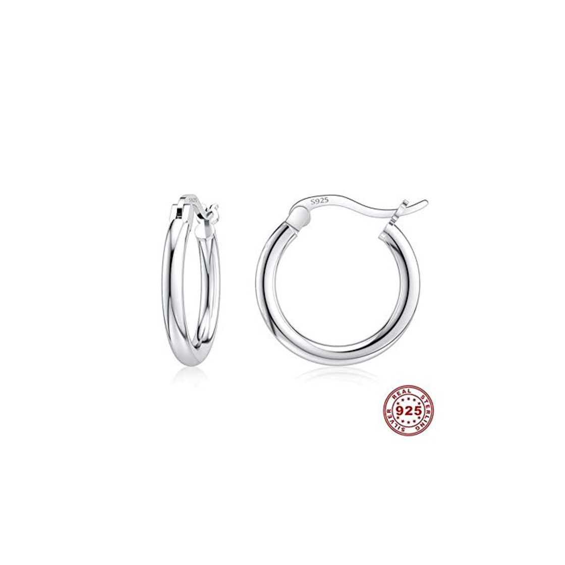 Fashion DSJTCH Pendientes aro pequeño círculo de Plata 925 Redondo Simple aro de