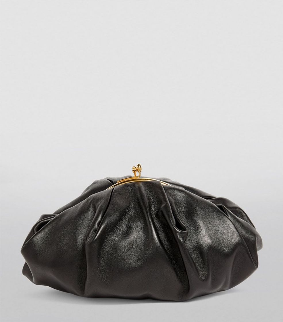 Social Jil Sander Medium Leather Pleated Goji Clutch Bag 