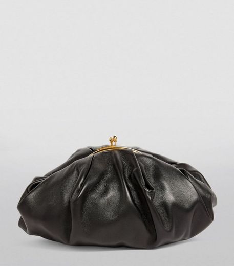 Jil Sander Medium Leather Pleated Goji Clutch Bag 