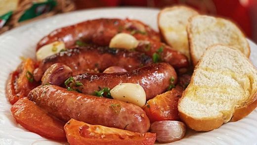 Linguiça ao forno com Tomates | Receitas | Receitas