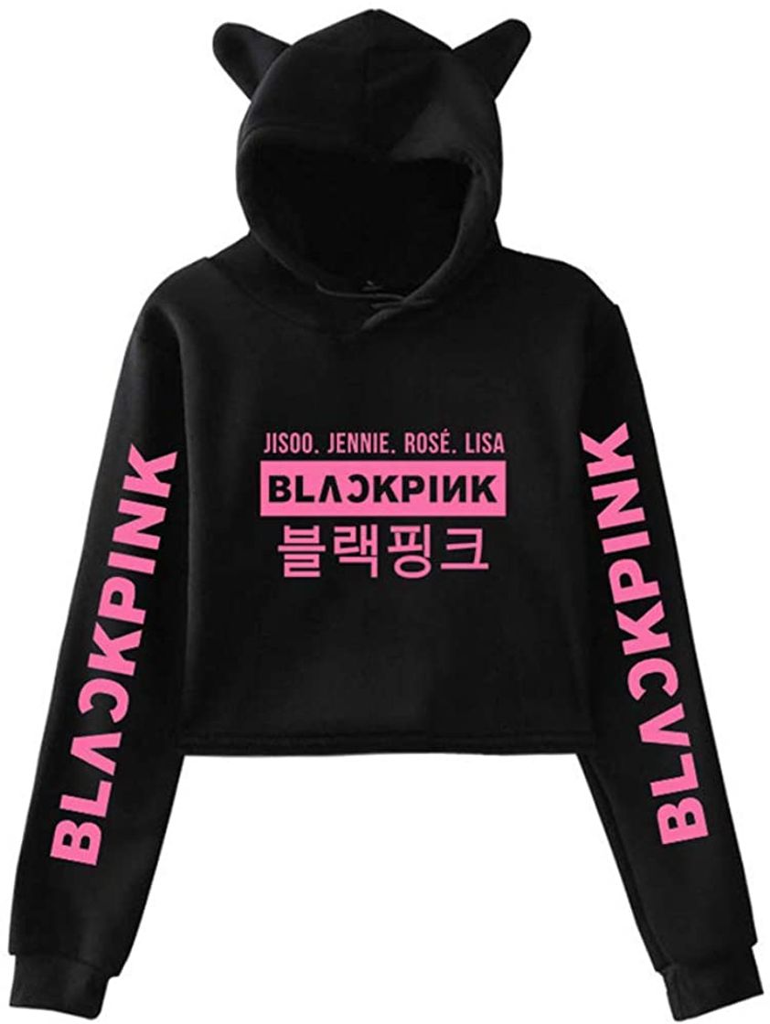 Product ZIGJOY KPOP Scena Musicale Coreana Strapless Hombro Sudadera con Capucha suéter Sudadera Pullover Rose Jennie Jisoo Lisa para Fans Pink Lisa XS