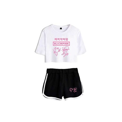 KPOP Blackpink Conjuntos Deportivos para Mujer Chándales Deportiva Camiseta y Pantalones Cortos
