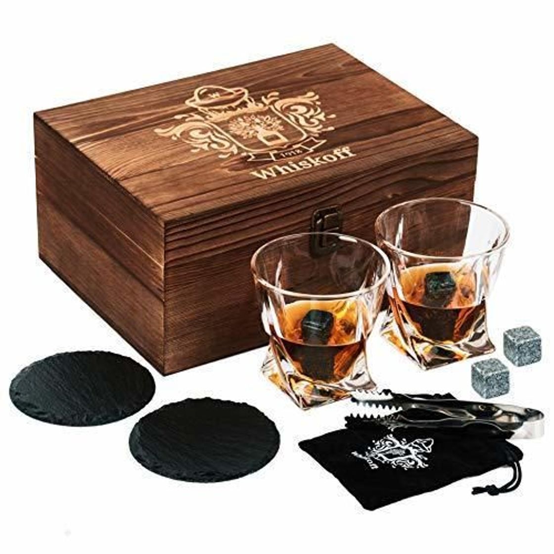 Beauty Juego de 2 vasos de whisky Twist. Set de regalo de piedras