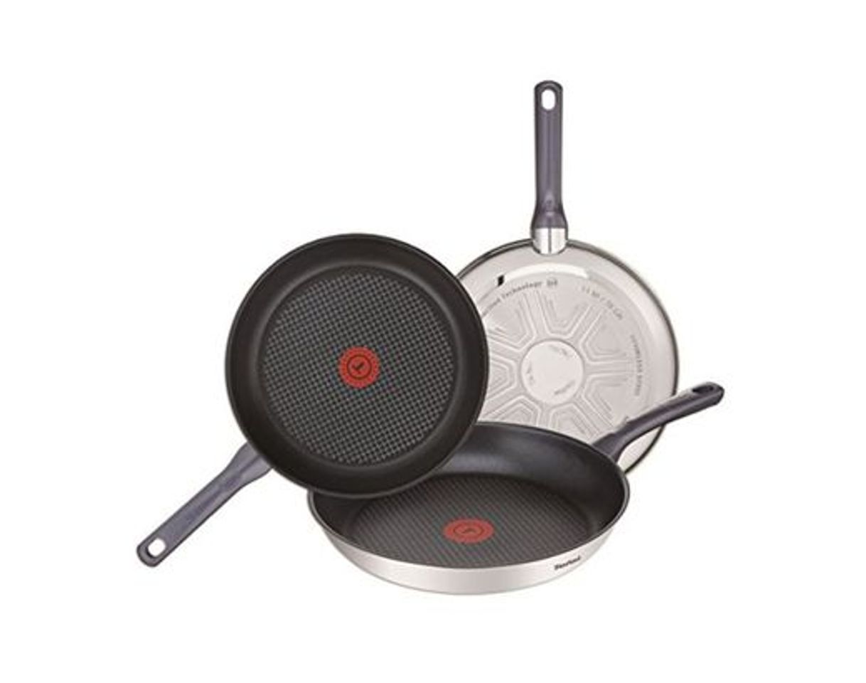 Tefal Daily Cook - Set de 3 sartenes de acero inoxidable de