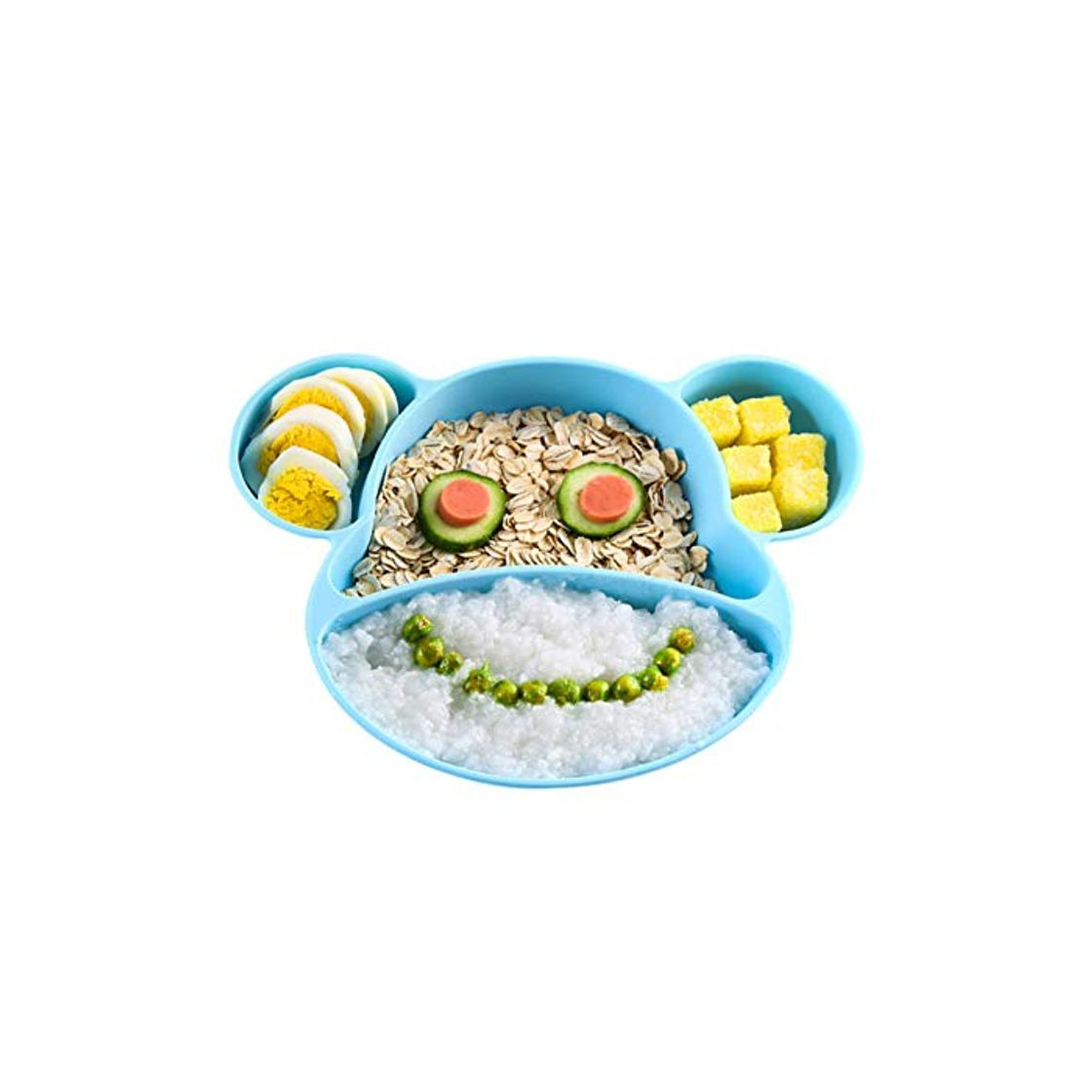 Producto YOOFOSS Plato de Silicona con Ventosa para Bebé para tronas y sillines Platos Silicona Bebes Ventosa Libre de BPA Seguro en lavavajillas microondas Azul