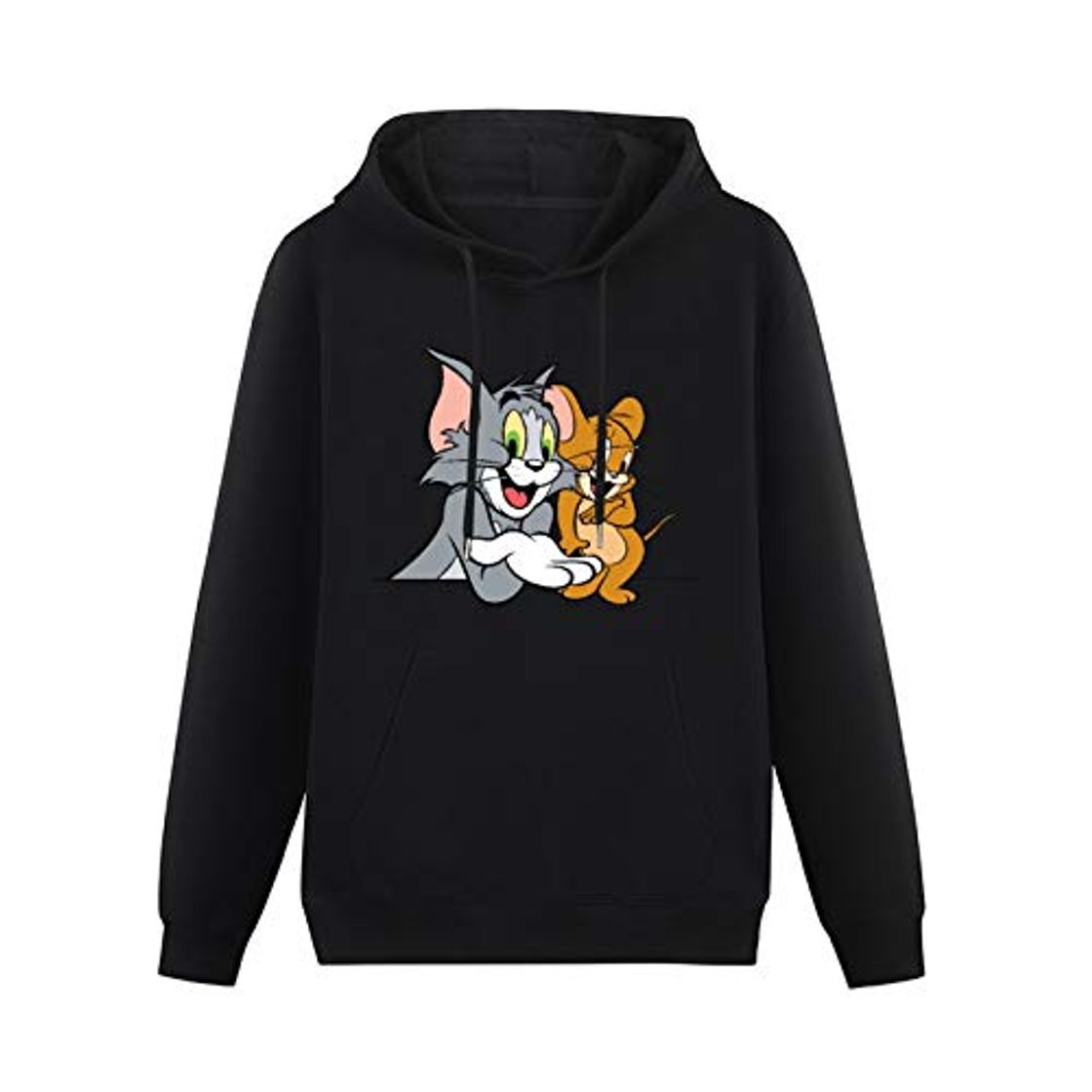 Moda Joven y enérgico Tom and Jerry Sweatshirt Pullover Cotton Blend Hoody Long Sleeve Sweatshirts Black XXL