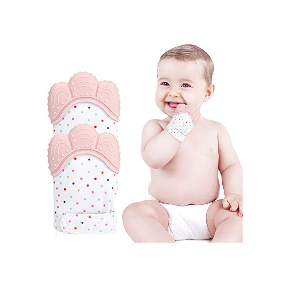 Producto E-More 2 Pack Baby Dentición Manoplas,Protege Manos Bebés,Sin BPA,Ayuda a Prevenir el