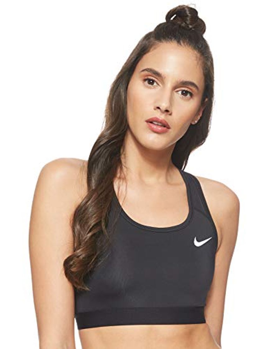 Moda NIKE Med Band Bra Non Pad Sujetador de Deporte, Mujer, Black/Black/