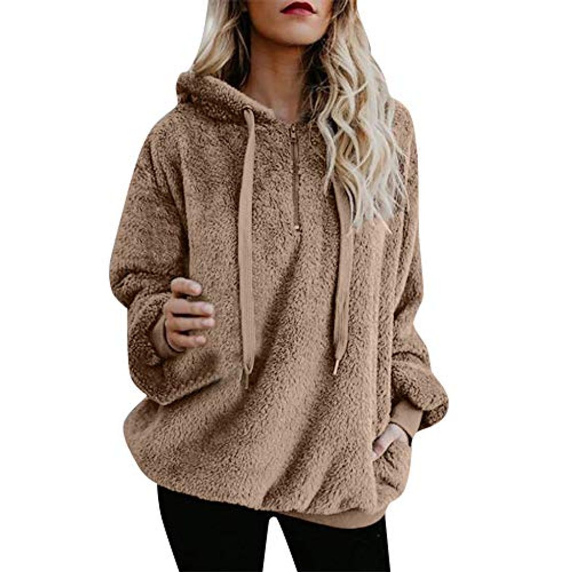 Fashion Mujer Caliente y Esponjoso Tops Chaqueta Suéter Abrigo Jersey Mujer Otoño