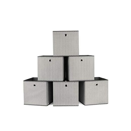 Homfa 6 Cajas Almacenamiento Tela Cajas Organizadores de Cajones para Ropas Interiores Calcetines Blanco y Gris 30x30x30cm