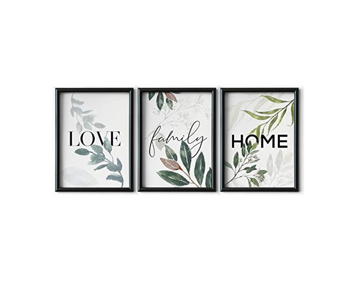 Elemento de la categoría hogar DONLETRA® Set de 3 Láminas Decorativas Nórdicas de LOVE/FAMILY/HOME para Enmarcar -