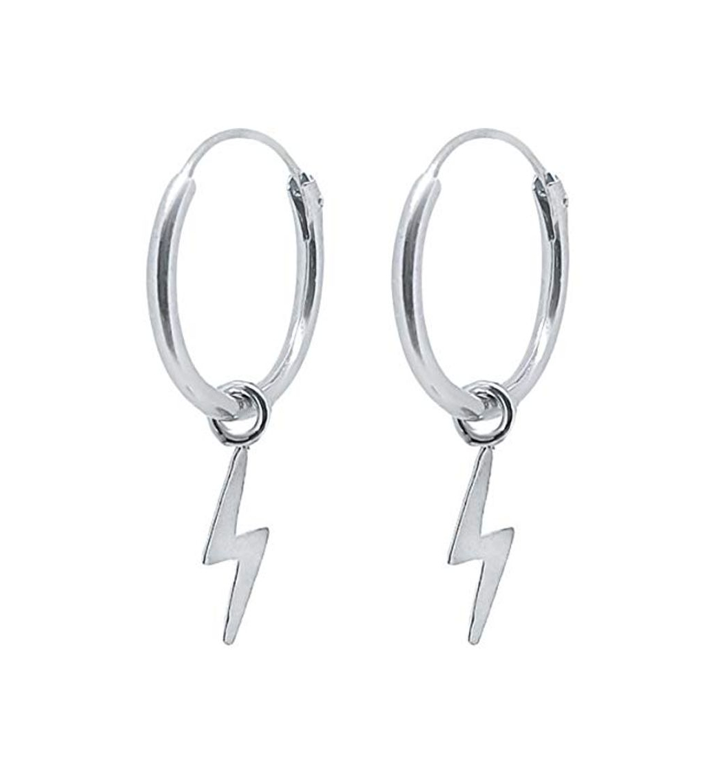 Product Pendientes Aro con Colgante de Plata de Ley 925 Rayo