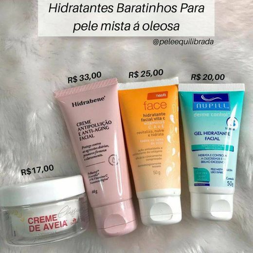 Hidratantes baratinhos para pele mista e oleosa