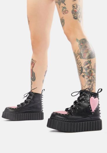 Lamoda Cross Your Heart Chunky Creeper Ankle Boots