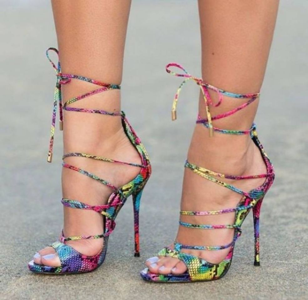 Fashion Multi-color Strappy Sandals Lace up Stiletto Heel Sexy Shoes for