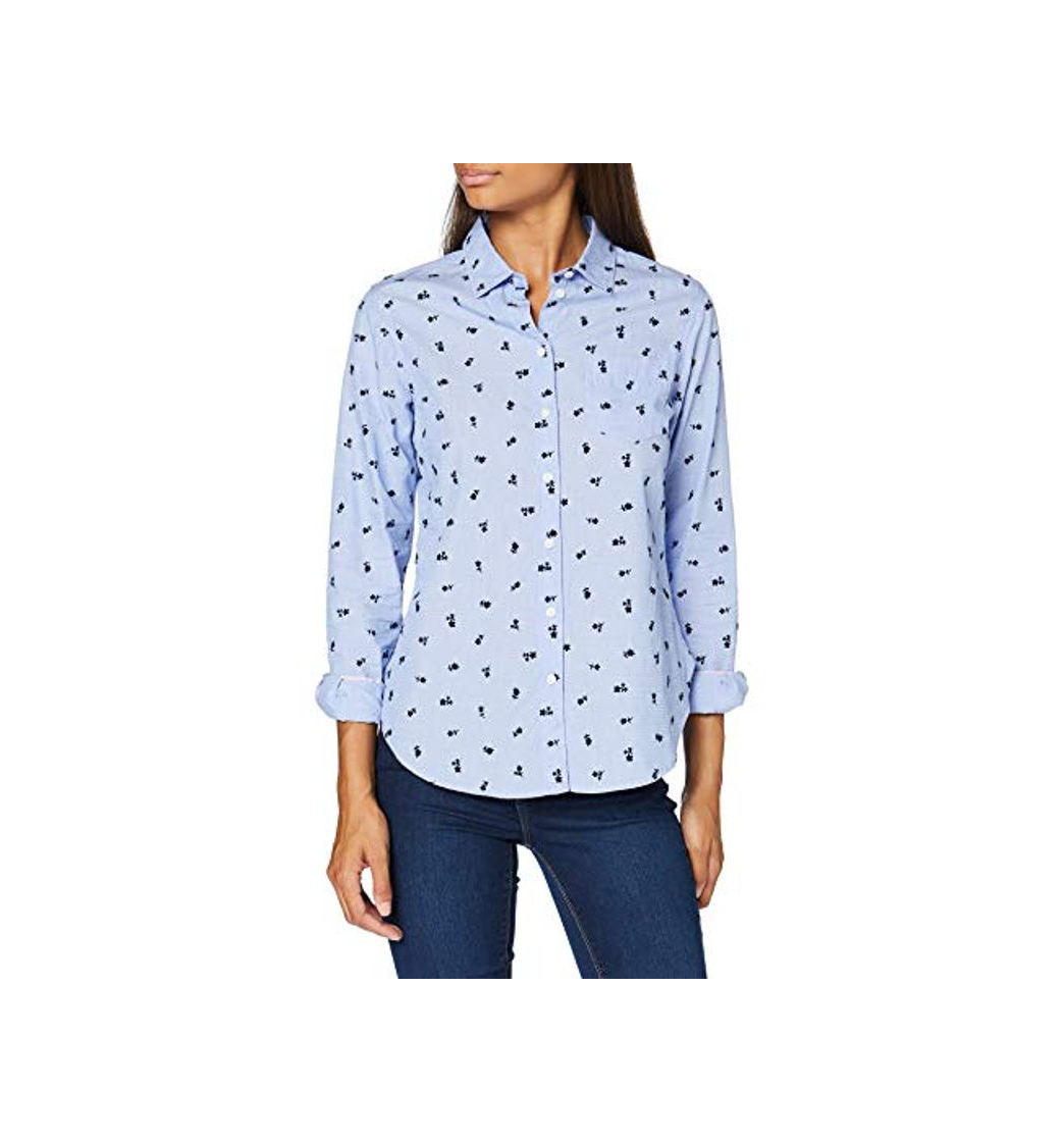 Fashion Springfield Camisa Floc Flo-c/10 Blusa, Azul