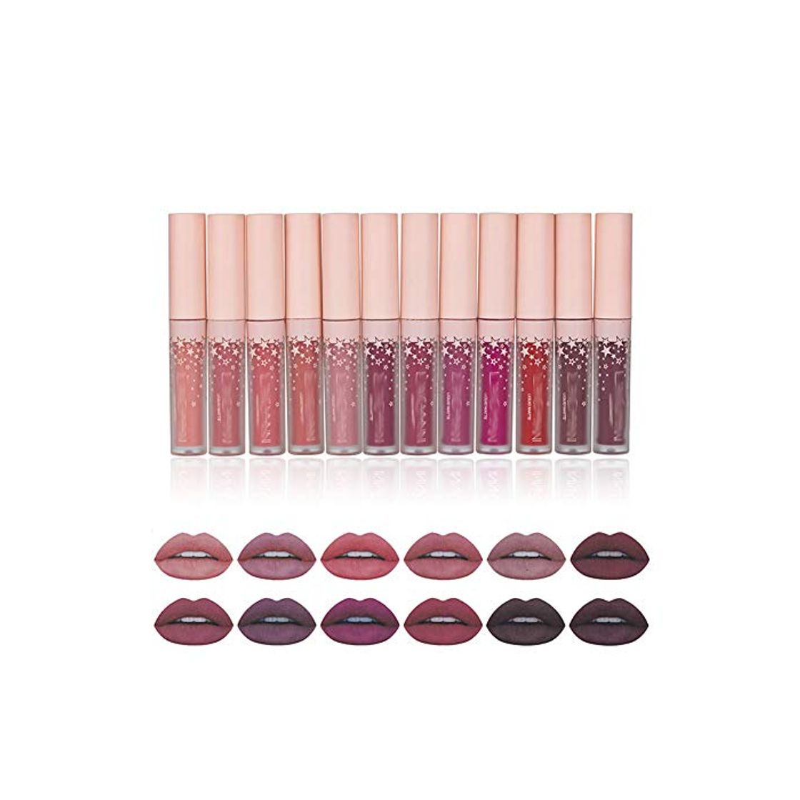 Productos BHUJYG Barra de Labios Mate Impermeable Pigmento Terciopelo Mate Liquid Lip Brillo de Larga duración Lip Kit de Tinte Rojo Batom Conjunto de Maquillaje