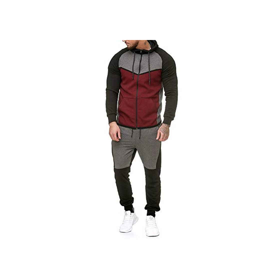 Fashion Conjutos para Hombre,RETUROM Hombre Empalme Cremallera Sudadera Pantalones Superiores Establece Traje Deportivo