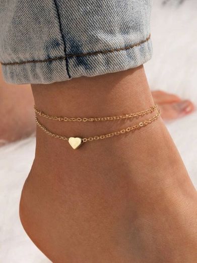 Heart Charm Layered Anklet | SHEIN USA