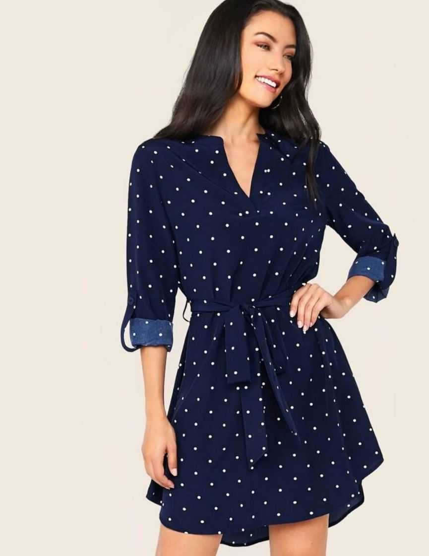 Fashion Vestido polka dor casual 