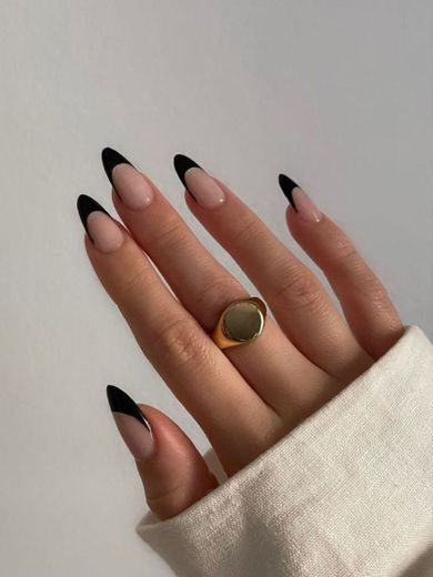 Black french tips nails