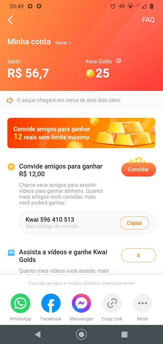 Gente em um dia eu ganhei isso no KWAI 