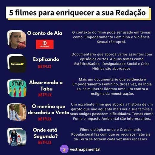 filmes para redação