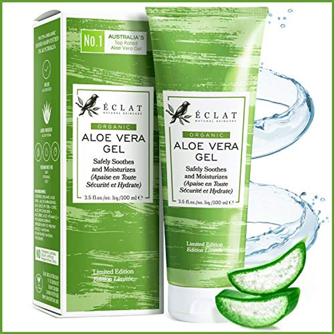 Product Gel Aloe Vera 100% Eclat – Gel Natural de Aloe Vera Cara Cuerpo y Cabello con Vitamina C y Aloe Vera Orgánico 100% Aceite Aloe Vera Barbadensis en un Gel de Aloe Vera Puro Suave y de Rápida Absorción