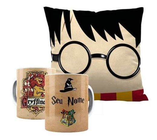 Kit Bruxão Almofada E Caneca Harry Potter Hogwarts Presente
