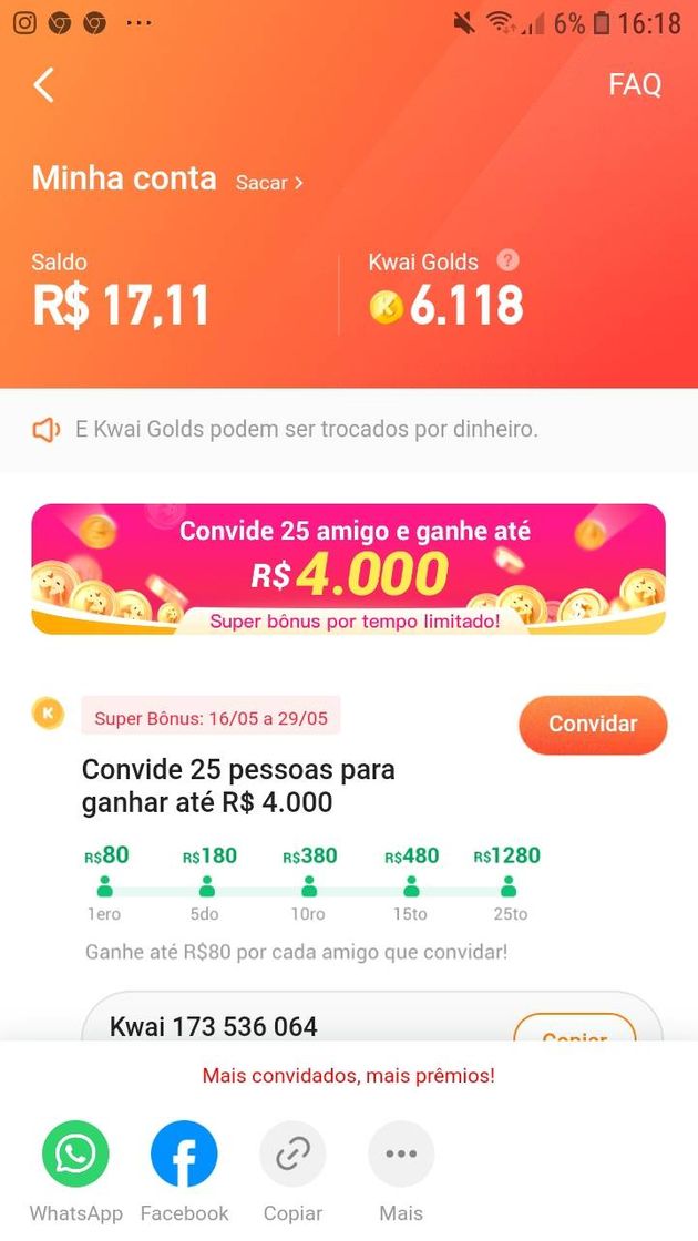 Moda Ganhar dinheiro baixando o Kwai!GANHE 4.000 REAIS !!!