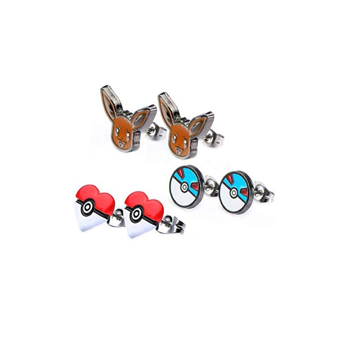 Social Pokemon Eevee & Pokeballs Stud Earrings