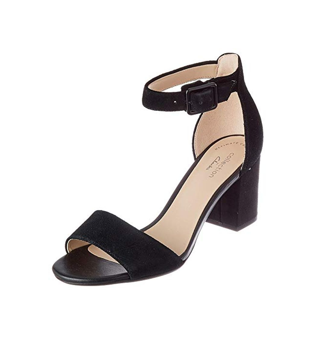 Moda Clarks Deva Mae, Zapatos con Tacon y Correa de Tobillo Mujer, Negro