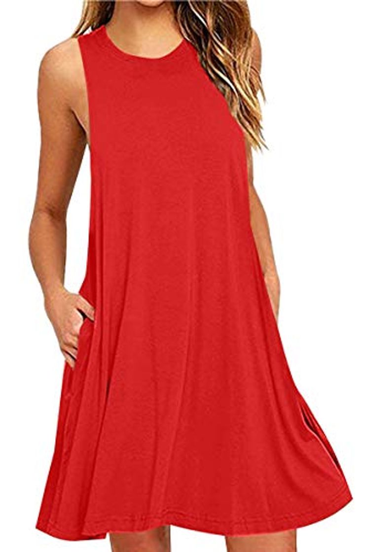 Fashion OMZIN Mujer Vestido básico de algodón Sexy Vestido Casual de algodón Festa Vestido Largo Rojo L