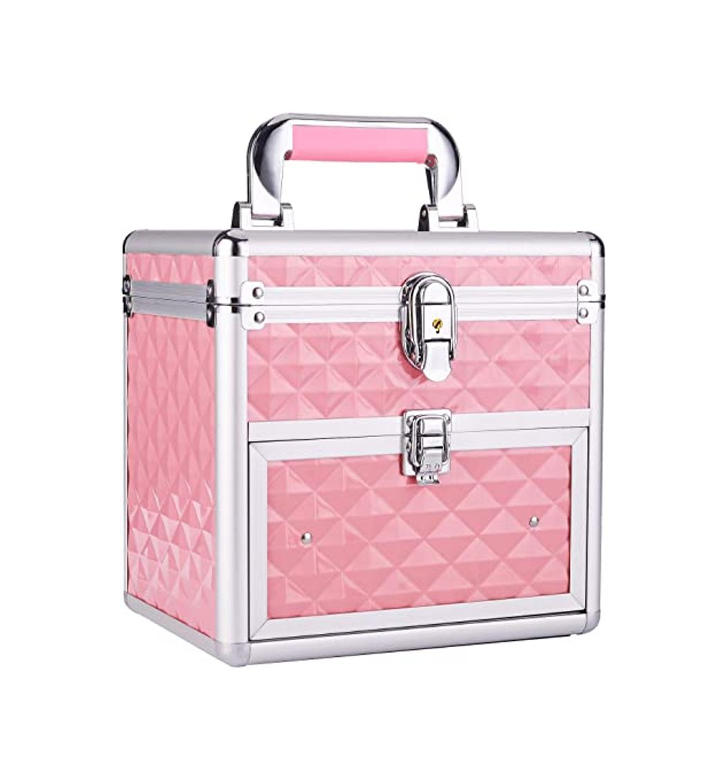 Moda Maletín Maquillaje Profesional Rosa Neceser Maquillaje Organizador Estuche Maquillaje Mujer Caja Maquillaje Joyero Organizador Esmaltes de Uñas Maletín para Manicura Vacío de Viaje Regalos para Mujer