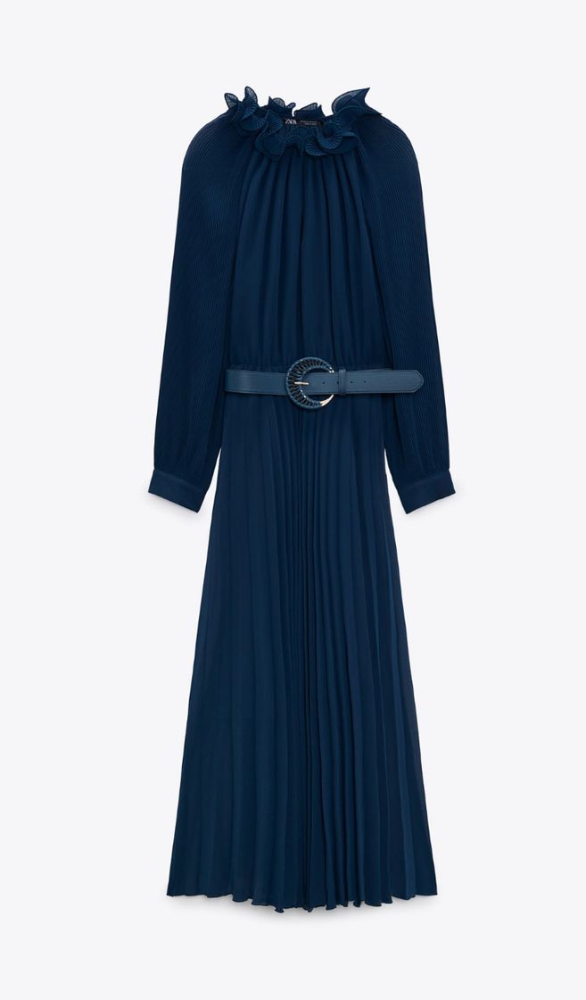 Moda PLEATED DRESS WITH BELT - Deep blue