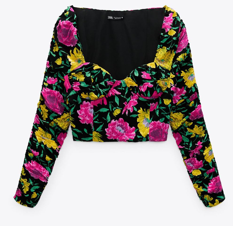 Fashion FLORAL PRINTED TOP - Black