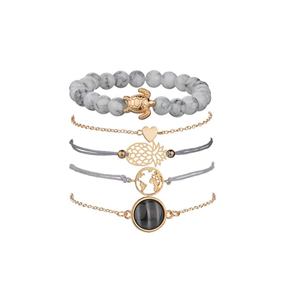 Social GuDeKe Pulseras Boho Ajustable Encanto Brazalete 5 Piezas Set de Pulseras Regalo para Ella