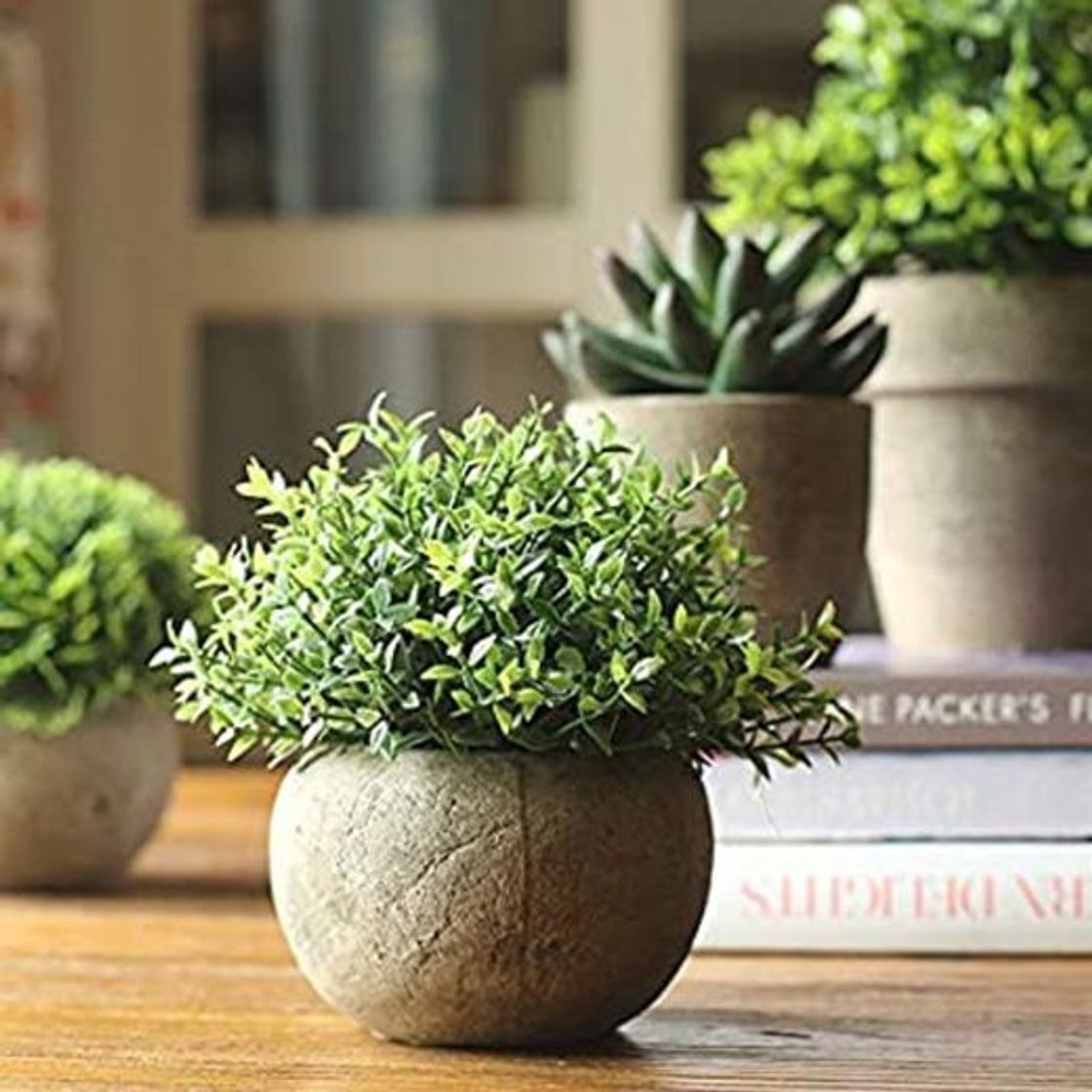 Social Jobary Set de 3 Plantas Artificiales con Césped Verde en Macetas Grises