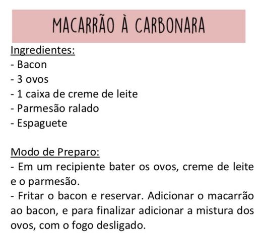 Macarrão à Carbonara 🍝