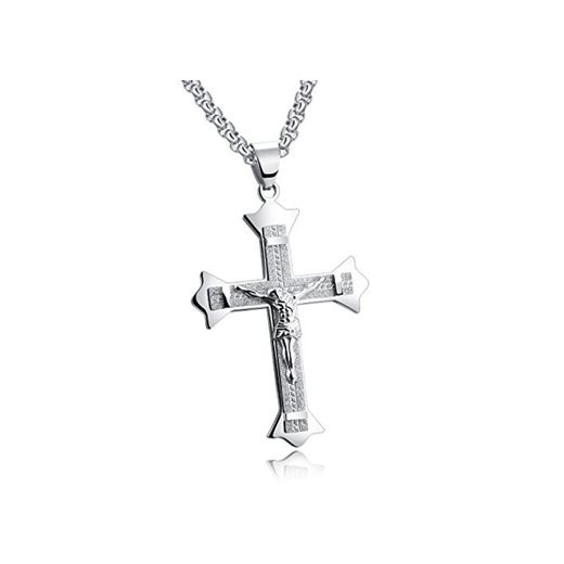 Heavy Metal Jesús Crucifijo Cruz colgante de acero de titanio collar de