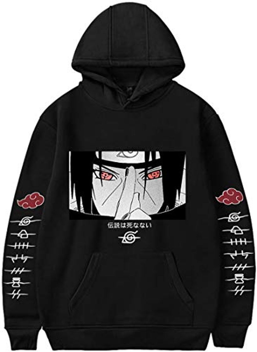 Moda OLIPHEE Naruto Sasuke Anime Uchiha Itachi Sudadera Estampado con Capucha Deportiva para