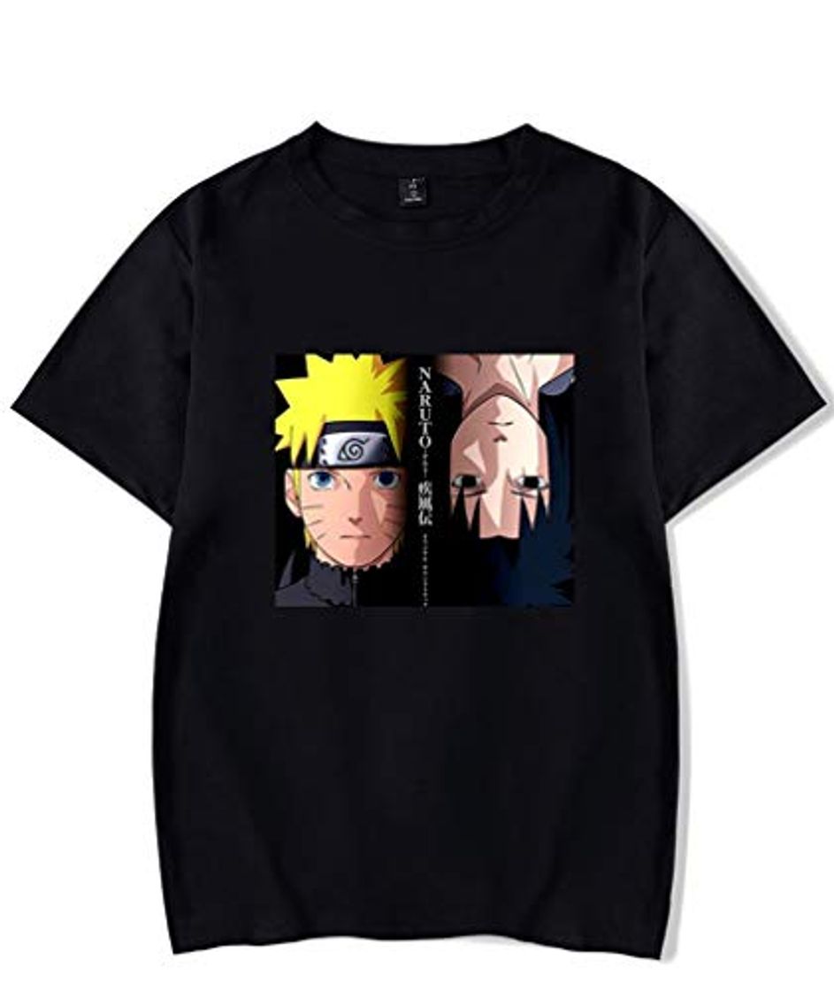 Moda AMOMA Unisex Anime Naruto Camiseta Ocio Algodón Uchiha Sasuke Impreso Manga Corta